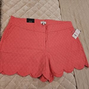 Crown & Ivy High Waist Coral Scalloped Shorts